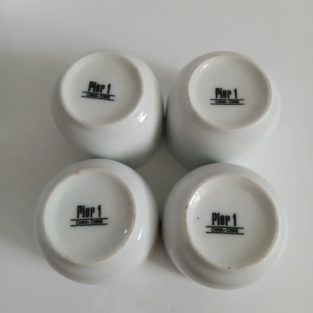 Pier 1 White Tea Set Boho Rafia Handle Asian Cottage